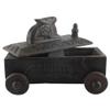 Indian Shelf 1 Piece Vocalforlocal Handmade Black Wooden Nandi Bull Sitting on Cart Design Spice Box Seasoning Masala Organizer Rack Jewellery Container view 1
