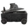 Indian Shelf 1 Piece Vocalforlocal Handmade Black Wooden Nandi Bull Sitting on Cart Design Spice Box Seasoning Masala Organizer Rack Jewellery Container view 1