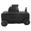 Indian Shelf 1 Piece Vocalforlocal Handmade Black Wooden Nandi Bull Sitting on Cart Design Spice Box Seasoning Masala Organizer Rack Jewellery Container view 2