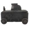 Indian Shelf 1 Piece Vocalforlocal Handmade Black Wooden Nandi Bull Sitting on Cart Design Spice Box Seasoning Masala Organizer Rack Jewellery Container view 3