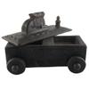 Indian Shelf 1 Piece Vocalforlocal Handmade Black Wooden Nandi Bull Sitting on Cart Design Spice Box Seasoning Masala Organizer Rack Jewellery Container view 1