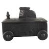 Indian Shelf 1 Piece Vocalforlocal Handmade Black Wooden Nandi Bull Sitting on Cart Design Spice Box Seasoning Masala Organizer Rack Jewellery Container view 2