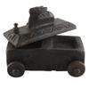 Indian Shelf 1 Piece Vocalforlocal Handmade Black Wooden Nandi Bull Sitting on Cart Design Spice Box Seasoning Masala Organizer Rack Jewellery Container view 1