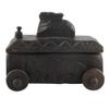 Indian Shelf 1 Piece Vocalforlocal Handmade Black Wooden Nandi Bull Sitting on Cart Design Spice Box Seasoning Masala Organizer Rack Jewellery Container view 3