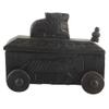 Indian Shelf 1 Piece Vocalforlocal Handmade Black Wooden Nandi Bull Sitting on Cart Design Spice Box Seasoning Masala Organizer Rack Jewellery Container view 2