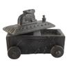 Indian Shelf 1 Piece Vocalforlocal Handmade Black Wooden Nandi Bull Sitting on Cart Design Spice Box Seasoning Masala Organizer Rack Jewellery Container view 1