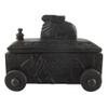 Indian Shelf 1 Piece Vocalforlocal Handmade Black Wooden Nandi Bull Sitting on Cart Design Spice Box Seasoning Masala Organizer Rack Jewellery Container view 2