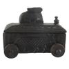 Indian Shelf 1 Piece Vocalforlocal Handmade Black Wooden Nandi Bull Sitting on Cart Design Spice Box Seasoning Masala Organizer Rack Jewellery Container view 3