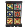 Indian Shelf 1 Piece Vocalforlocal Handmade Multicolor Wooden 6 Drawer Floral Pattern Spice Box Seasoning Masala Organizer Rack Jewellery Container view 1
