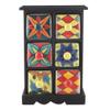 Indian Shelf 1 Piece Vocalforlocal Handmade Multicolor Wooden 6 Drawer Floral Pattern Spice Box Seasoning Masala Organizer Rack Jewellery Container view 1