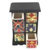 Indian Shelf 1 Piece Vocalforlocal Handmade Multicolor Wooden 6 Drawer Floral Pattern Spice Box Seasoning Masala Organizer Rack Jewellery Container view 2