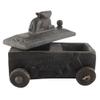 Indian Shelf 1 Piece Vocalforlocal Handmade Black Wooden Nandi Bull Sitting on Cart Design Spice Box Seasoning Masala Organizer Rack Jewellery Container view 1