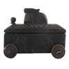 Indian Shelf 1 Piece Vocalforlocal Handmade Black Wooden Nandi Bull Sitting on Cart Design Spice Box Seasoning Masala Organizer Rack Jewellery Container view 2