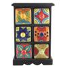 Indian Shelf 1 Piece Vocalforlocal Handmade Multicolor Wooden 6 Drawer Floral Pattern Spice Box Seasoning Masala Organizer Rack Jewellery Container view 1