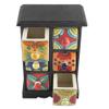 Indian Shelf 1 Piece Vocalforlocal Handmade Multicolor Wooden 6 Drawer Floral Pattern Spice Box Seasoning Masala Organizer Rack Jewellery Container view 2