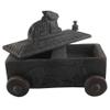 Indian Shelf 1 Piece Vocalforlocal Handmade Black Wooden Nandi Bull Sitting on Cart Design Spice Box Seasoning Masala Organizer Rack Jewellery Container view 1