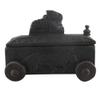 Indian Shelf 1 Piece Vocalforlocal Handmade Black Wooden Nandi Bull Sitting on Cart Design Spice Box Seasoning Masala Organizer Rack Jewellery Container view 3