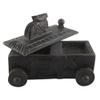 Indian Shelf 1 Piece Vocalforlocal Handmade Black Wooden Nandi Bull Sitting on Cart Design Spice Box Seasoning Masala Organizer Rack Jewellery Container view 1