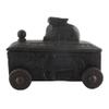 Indian Shelf 1 Piece Vocalforlocal Handmade Black Wooden Nandi Bull Sitting on Cart Design Spice Box Seasoning Masala Organizer Rack Jewellery Container view 2