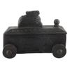 Indian Shelf 1 Piece Vocalforlocal Handmade Black Wooden Nandi Bull Sitting on Cart Design Spice Box Seasoning Masala Organizer Rack Jewellery Container view 3