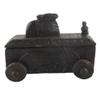 Indian Shelf 1 Piece Vocalforlocal Handmade Black Wooden Nandi Bull Sitting on Cart Design Spice Box Seasoning Masala Organizer Rack Jewellery Container view 2