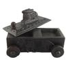 Indian Shelf 1 Piece Vocalforlocal Handmade Black Wooden Nandi Bull Sitting on Cart Design Spice Box Seasoning Masala Organizer Rack Jewellery Container view 1