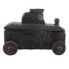 Indian Shelf 1 Piece Vocalforlocal Handmade Black Wooden Nandi Bull Sitting on Cart Design Spice Box Seasoning Masala Organizer Rack Jewellery Container view 2
