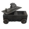 Indian Shelf 1 Piece Vocalforlocal Handmade Black Wooden Nandi Bull Sitting on Cart Design Spice Box Seasoning Masala Organizer Rack Jewellery Container view 1