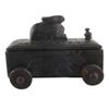 Indian Shelf 1 Piece Vocalforlocal Handmade Black Wooden Nandi Bull Sitting on Cart Design Spice Box Seasoning Masala Organizer Rack Jewellery Container view 2