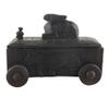 Indian Shelf 1 Piece Vocalforlocal Handmade Black Wooden Nandi Bull Sitting on Cart Design Spice Box Seasoning Masala Organizer Rack Jewellery Container view 3