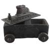 Indian Shelf 1 Piece Vocalforlocal Handmade Black Wooden Nandi Bull Sitting on Cart Design Spice Box Seasoning Masala Organizer Rack Jewellery Container view 1