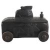 Indian Shelf 1 Piece Vocalforlocal Handmade Black Wooden Nandi Bull Sitting on Cart Design Spice Box Seasoning Masala Organizer Rack Jewellery Container view 2