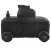 Indian Shelf 1 Piece Vocalforlocal Handmade Black Wooden Nandi Bull Sitting on Cart Design Spice Box Seasoning Masala Organizer Rack Jewellery Container view 3