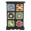 Indian Shelf 1 Piece Vocalforlocal Handmade Multicolor Wooden 6 Drawer Floral Pattern Spice Box Seasoning Masala Organizer Rack Jewellery Container view 1