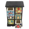Indian Shelf 1 Piece Vocalforlocal Handmade Multicolor Wooden 6 Drawer Floral Pattern Spice Box Seasoning Masala Organizer Rack Jewellery Container view 2