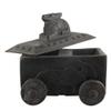 Indian Shelf 1 Piece Vocalforlocal Handmade Black Wooden Nandi Bull Sitting on Cart Design Spice Box Seasoning Masala Organizer Rack Jewellery Container view 1