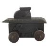 Indian Shelf 1 Piece Vocalforlocal Handmade Black Wooden Nandi Bull Sitting on Cart Design Spice Box Seasoning Masala Organizer Rack Jewellery Container view 2