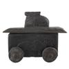 Indian Shelf 1 Piece Vocalforlocal Handmade Black Wooden Nandi Bull Sitting on Cart Design Spice Box Seasoning Masala Organizer Rack Jewellery Container view 3