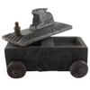 Indian Shelf 1 Piece Vocalforlocal Handmade Black Wooden Nandi Bull Sitting on Cart Design Spice Box Seasoning Masala Organizer Rack Jewellery Container view 1