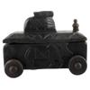Indian Shelf 1 Piece Vocalforlocal Handmade Black Wooden Nandi Bull Sitting on Cart Design Spice Box Seasoning Masala Organizer Rack Jewellery Container view 2