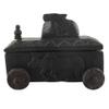 Indian Shelf 1 Piece Vocalforlocal Handmade Black Wooden Nandi Bull Sitting on Cart Design Spice Box Seasoning Masala Organizer Rack Jewellery Container view 3