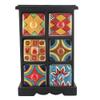 Indian Shelf 1 Piece Vocalforlocal Handmade Multicolor Wooden 6 Drawer Floral Pattern Spice Box Seasoning Masala Organizer Rack Jewellery Container view 1
