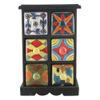 Indian Shelf 1 Piece Vocalforlocal Handmade Multicolor Wooden 6 Drawer Floral Pattern Spice Box Seasoning Masala Organizer Rack Jewellery Container view 1