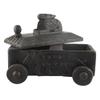 Indian Shelf 1 Piece Vocalforlocal Handmade Black Wooden Nandi Bull Sitting on Cart Design Spice Box Seasoning Masala Organizer Rack Jewellery Container view 1