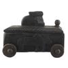 Indian Shelf 1 Piece Vocalforlocal Handmade Black Wooden Nandi Bull Sitting on Cart Design Spice Box Seasoning Masala Organizer Rack Jewellery Container view 2