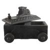 Indian Shelf 1 Piece Vocalforlocal Handmade Black Wooden Nandi Bull Sitting on Cart Design Spice Box Seasoning Masala Organizer Rack Jewellery Container view 1