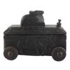 Indian Shelf 1 Piece Vocalforlocal Handmade Black Wooden Nandi Bull Sitting on Cart Design Spice Box Seasoning Masala Organizer Rack Jewellery Container view 2