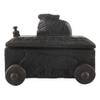 Indian Shelf 1 Piece Vocalforlocal Handmade Black Wooden Nandi Bull Sitting on Cart Design Spice Box Seasoning Masala Organizer Rack Jewellery Container view 3