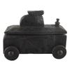 Indian Shelf 1 Piece Vocalforlocal Handmade Black Wooden Nandi Bull Sitting on Cart Design Spice Box Seasoning Masala Organizer Rack Jewellery Container view 3
