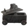 Indian Shelf 1 Piece Vocalforlocal Handmade Black Wooden Nandi Bull Sitting on Cart Design Spice Box Seasoning Masala Organizer Rack Jewellery Container view 1